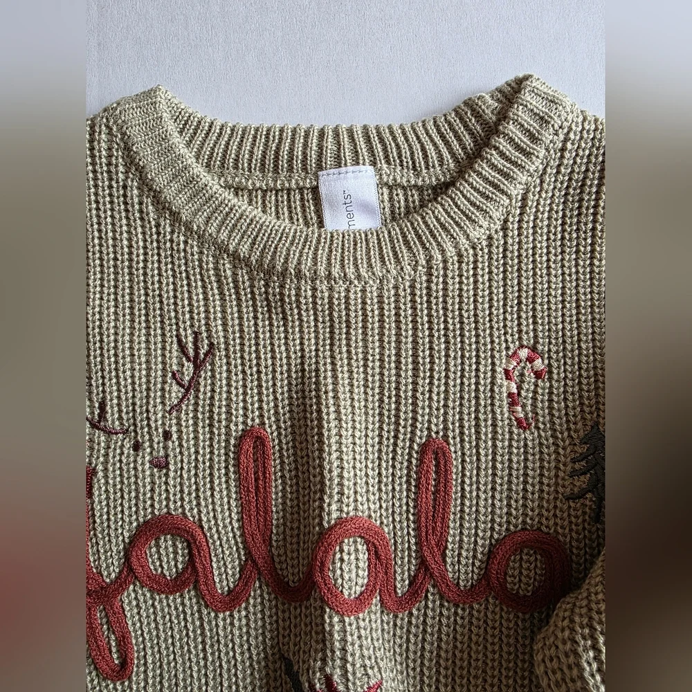 Modern Moments Baby Holiday Sweater 12 Months Fa La La Embroidered Knit Pullover